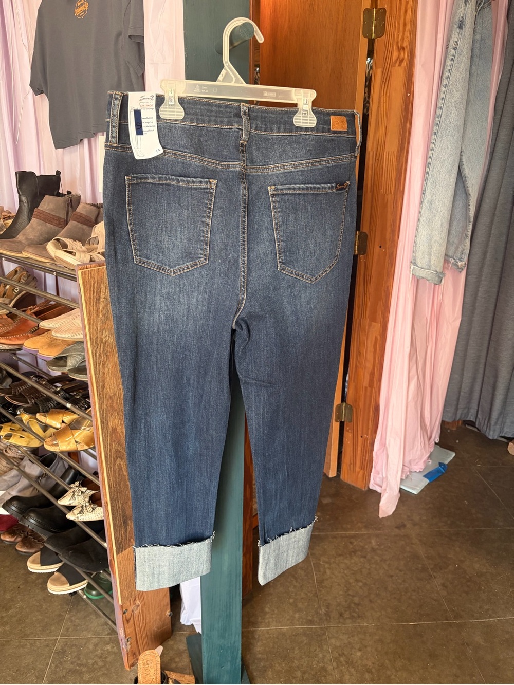 Seven7 Dark Blue Cuffed Ankle Jeans